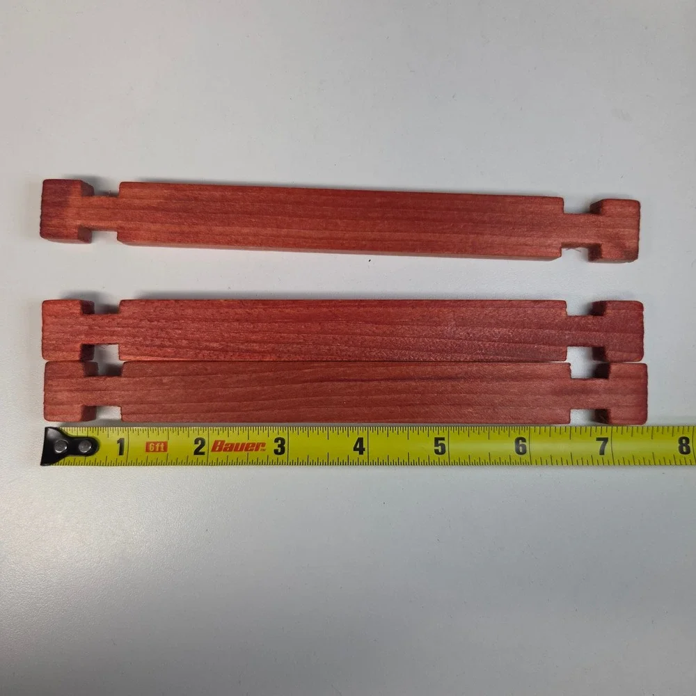 Vintage Red Wooden Building Blocks Logs Replacement Pieces Set of 3 7.5 Inch